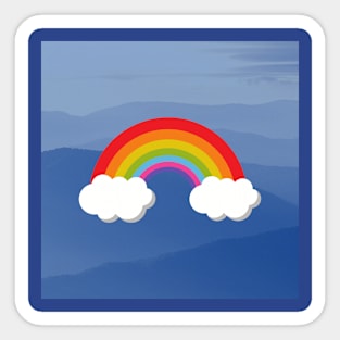 Rainbow with Puffy Clouds in Blue Mountains Sticker